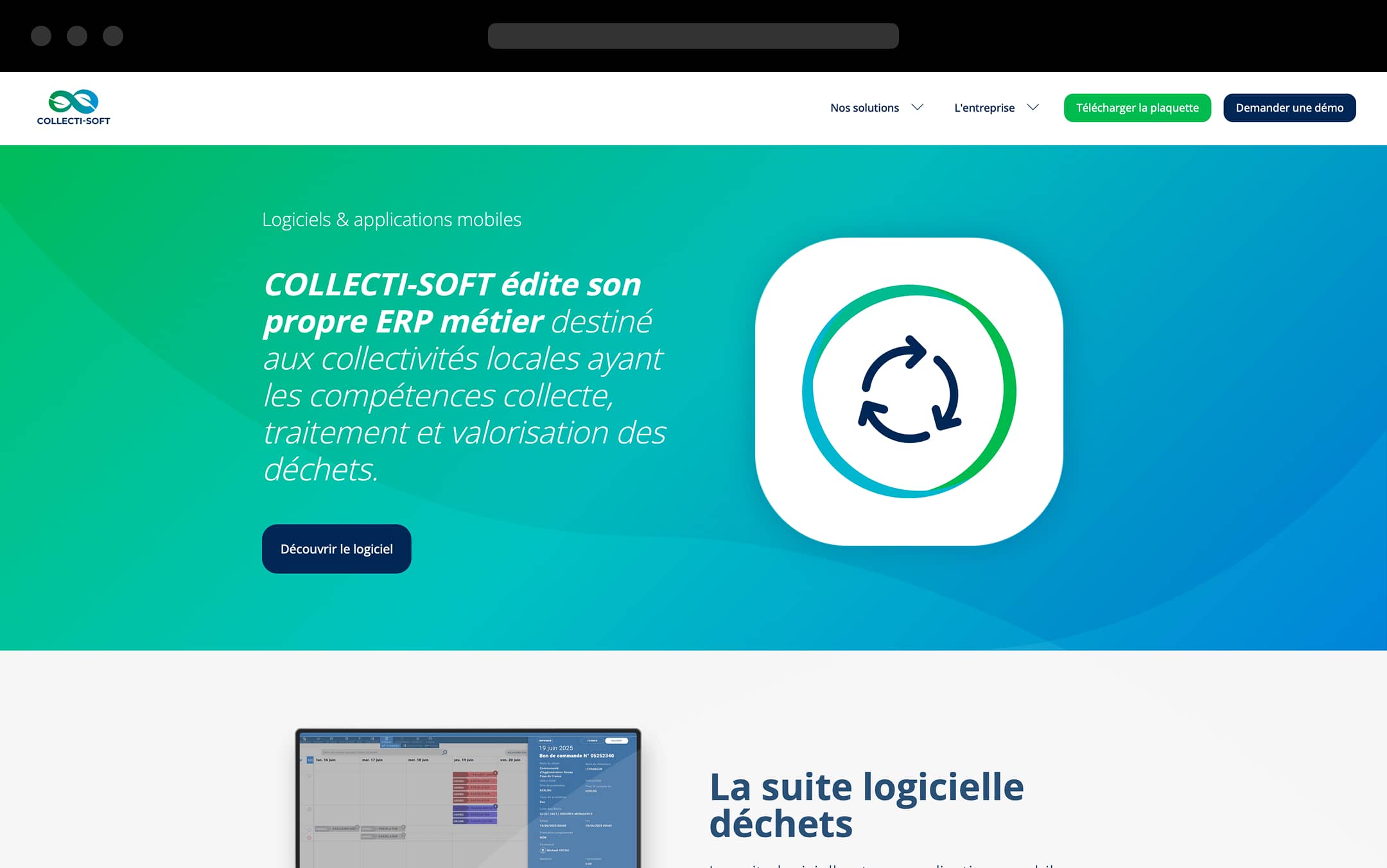 Maquette de site internet pour une entreprise de logiciels dédiés à la gestion des déchets