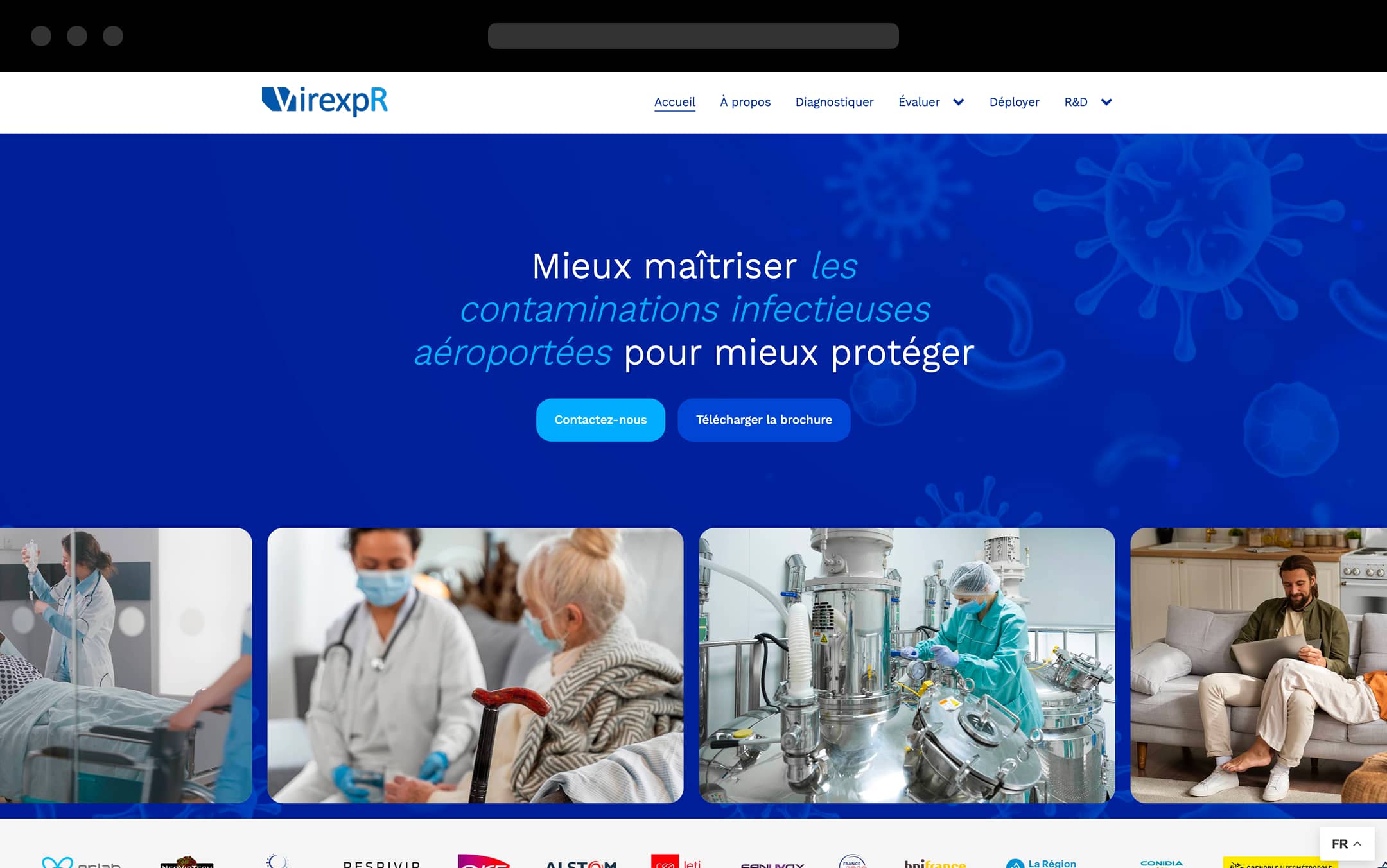 Maquette de site internet pour une entreprise spécialisée dans la virologie liée à la qualité de l'air intérieur